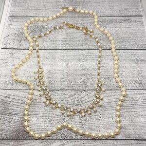 Curated bundle faux pearl necklaces statement